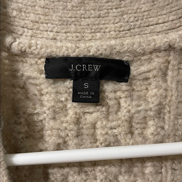 J. Crew Taupe Oversized Merino Wool Blend Cable Knit Cardigan Size Small - Picture 2 of 8